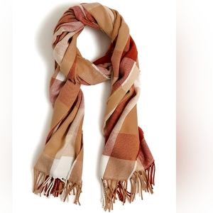 J.Crew plaid scarf, cream/ brown